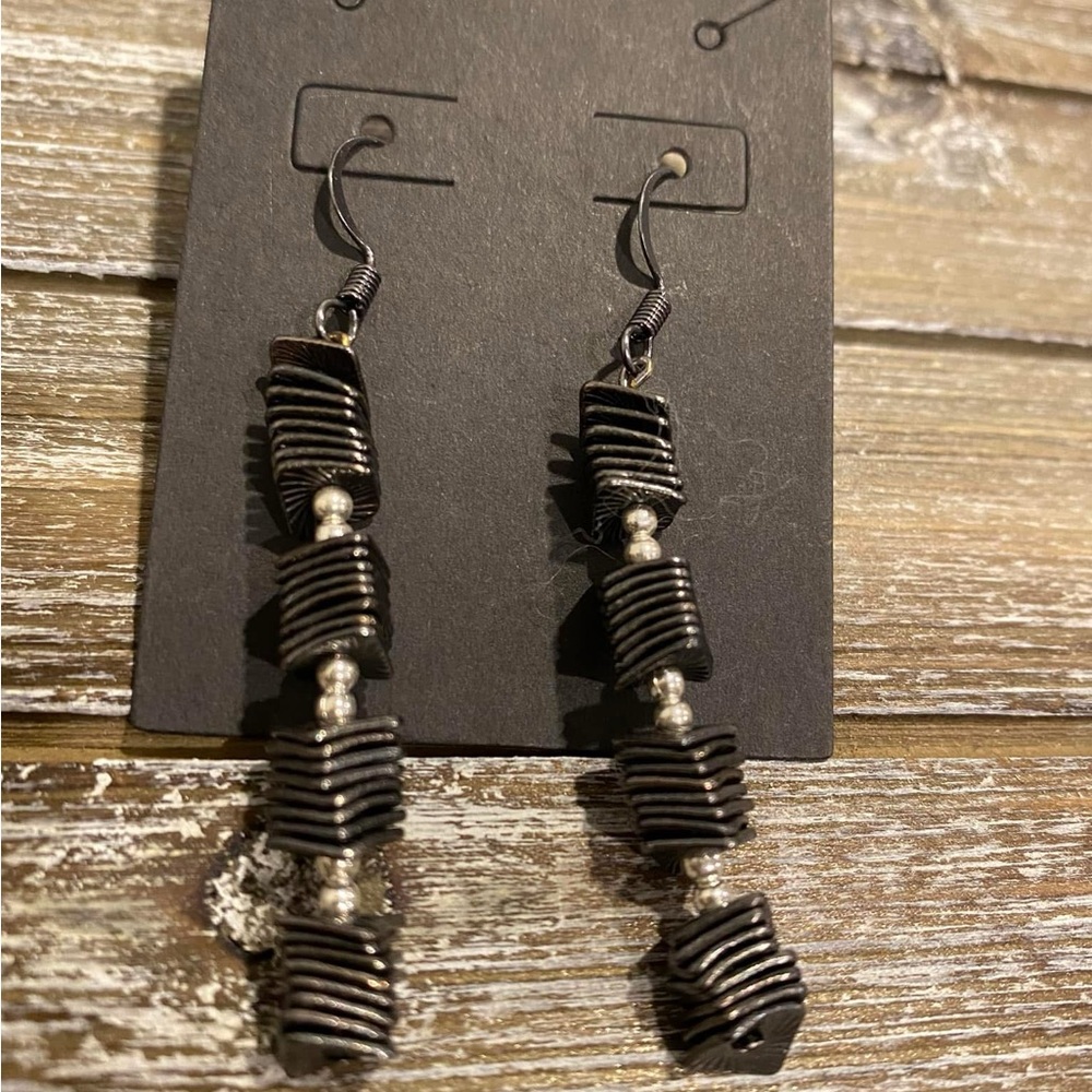 Elegant Black and Silver Dangle Earrings